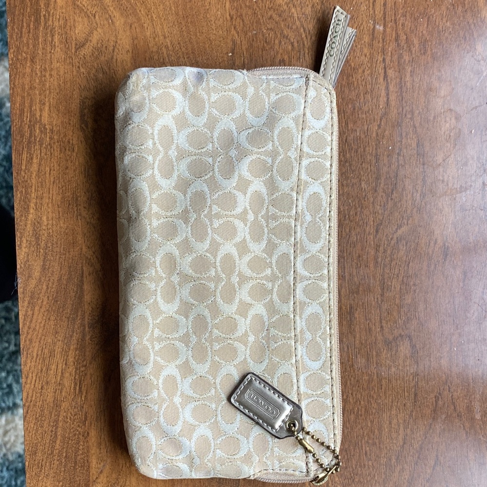 Coach Light Tan Signature Wristlet